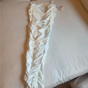 Elegant White Ruched Dress